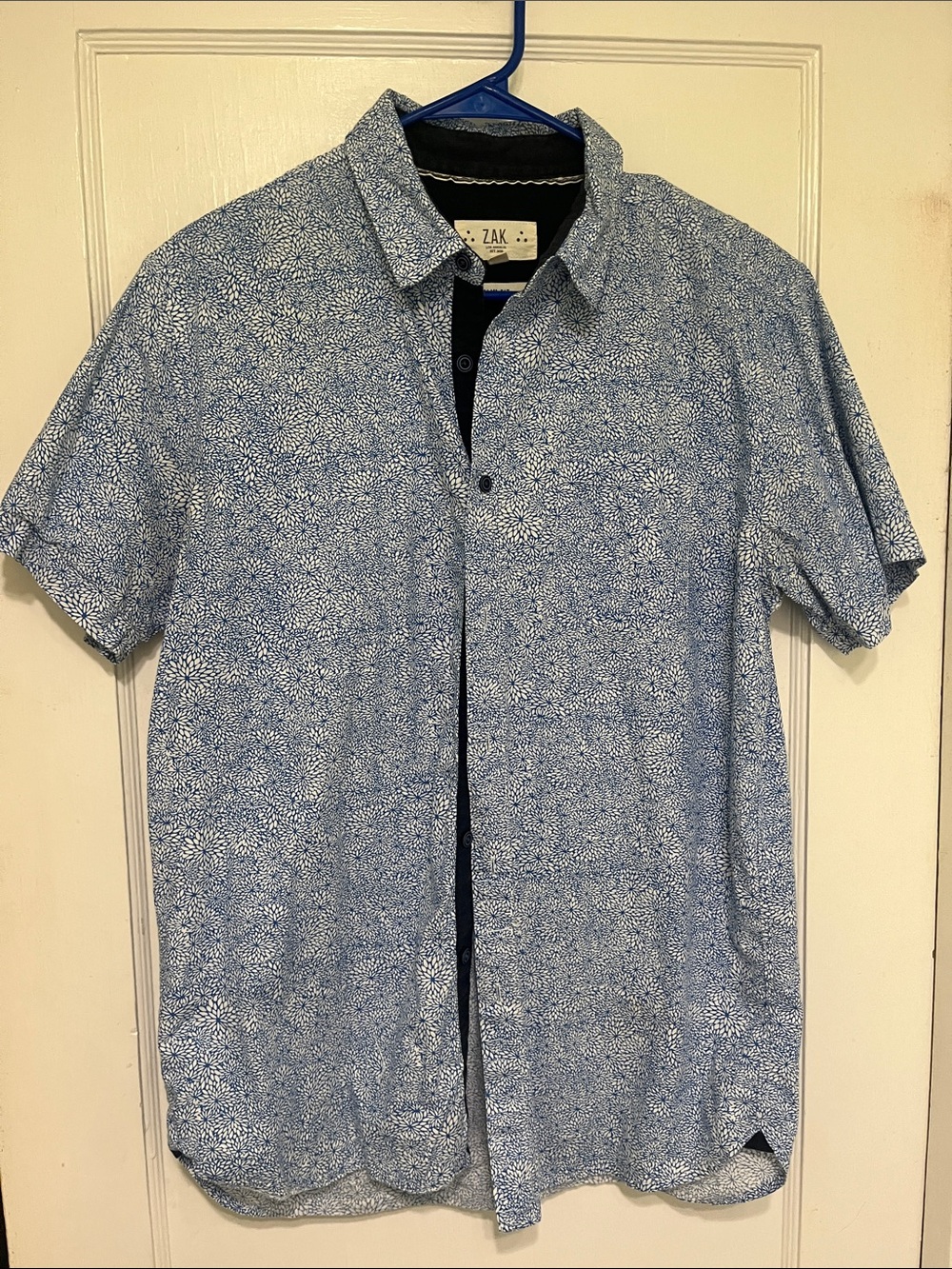 ZAK Men’s Light Blue Short-Sleeve Printed Button-Down Shirt
